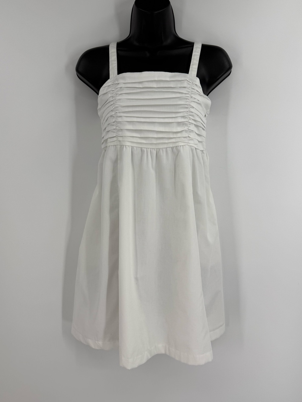 Abercrombie Kids Girls Ruched Smocked Sundress With Pockets | White | 13/14